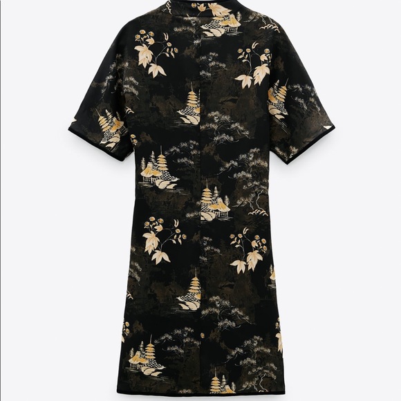 Zara Printed Oriental Collar Mini Dress - Picture 2 of 5